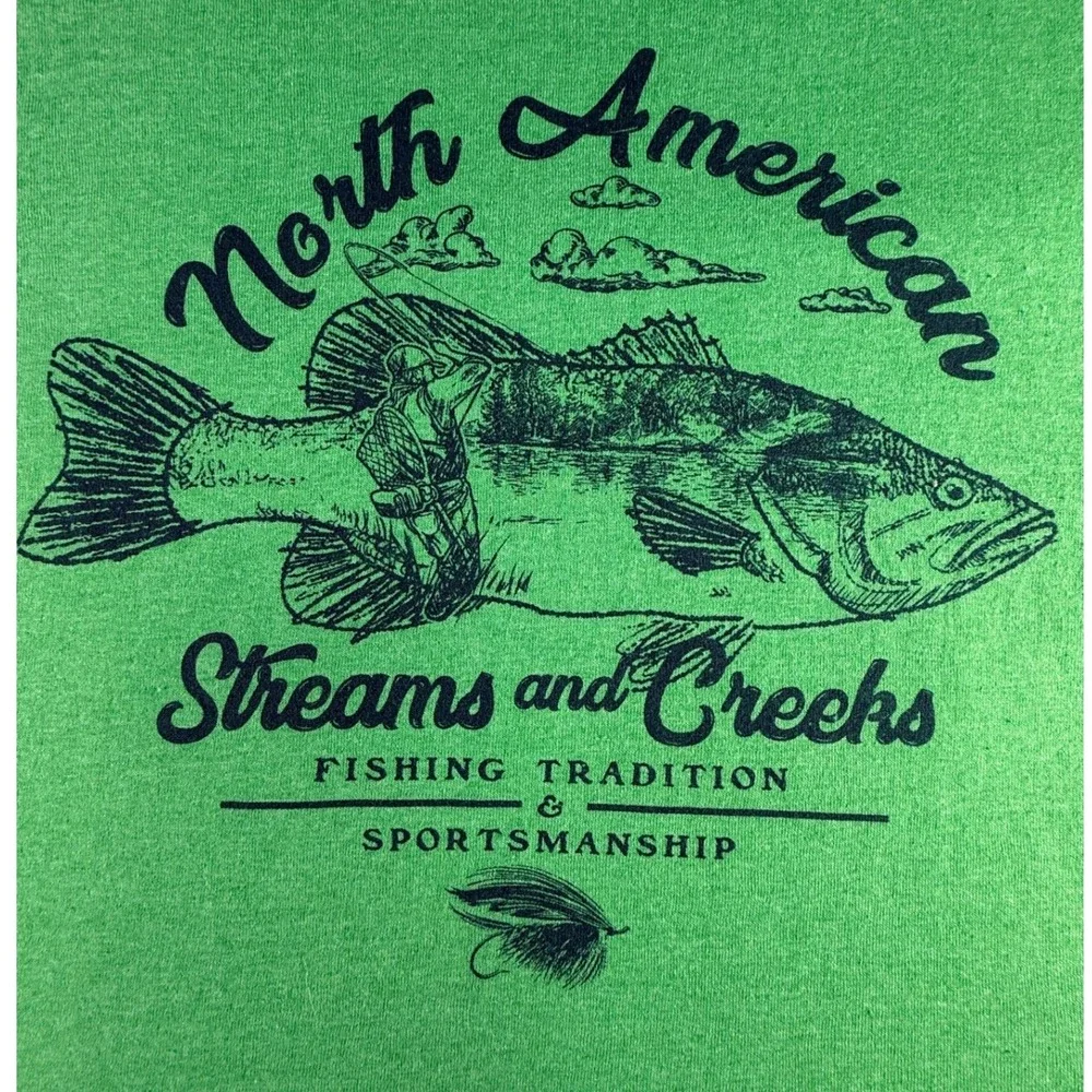 Delta Pro Weight North American Streams Creeks Bass Fishing T Shirt Size Large‎
